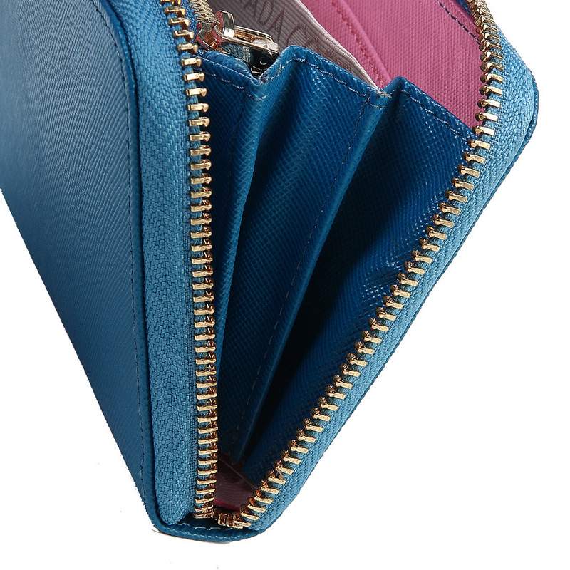 Knockoff Prada Real Leather Wallet 1136 dark blue